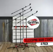 GRIFFIN Microphone Boom Stand 4 PACK - Telescoping Tripod Mic Clip Mount Holder
