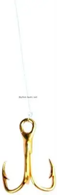 Eagle Claw Snelled Treble Hook #12 18" Curved/Straight Point Gold 3/Pk 673H-12