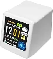 Desktop nt Weather Station 240 * 240px 1.54 inch TFT IPS Screen Digital WiFi Clock Electronic Electronic Tempe ure and H dity Meter Multifunctional Hygr mograph with 3 GIF Animations White