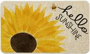 Hello Sunshine Sunflowers Doormat Indoor Outdoor Patio Summer Sping Bee Kind