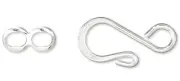 Clasp, Hook-and-Eye, 100 Sets Silver Plated Brass 12.5x8.5mm Flat Clasps