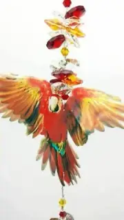 Crystal Suncatcher red macaw bird, window hanging rainbow gift suncatchers