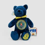 Holy Bear Bean Bag FBI Blue Department of Justice Seal 2002 8" Teddy Vintage