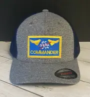 NASA COMMANDER FITTED FLEXFIT Hat Baseball Hat GRAY/NAVY EMBROIDERED Patch