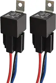ARTGEAR JD1912 Car Relay Harness 12V 40A 4 Pin SPST Harness Sockets with Color-Labeled Wires for Automotive Truck Van Motorcycle Boat (Pack of 2)