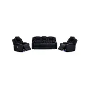 Recliner Rhino Leather 3+1+1 Seater Black