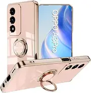 [SEAHAI] Case for Oppo A80 5G, Electroplating Phnom Penh Design Ultra Thin Shiny Soft Silicone TPU Shockproof Mobile Phone Case Cover Protective Case with 360 Degree Ring Stand, Pink