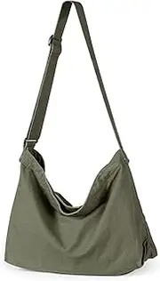 [Sightor] Canvas Hobo Bag, Shoulder Bag Unisex Canvas Crossbody Bag with Zipper and Adjustable Strap Handbag Large Tote Bag