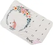 PERSELOSO 1pc Monthly Blanket Printed Photo Prop Blanket with Lovely Pattern Design Safe for Newborns for Commemorating Growth