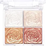 IEFIEL 1Pc Women Girls Blush Highlighter Palette 4 Color Makeup Set Shimmer Powder for Face Cheeks Eyeshadow Highlighting Contouring Type 2 One Size