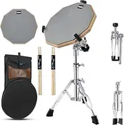 Dsocool Drum Practice Pad Snare Drum Stand Set 12 In With Double Sided Silent Drum Pad, Drum sticks,Carrying Bag Adjustable Stand(Fits 10''-14'' Drums)