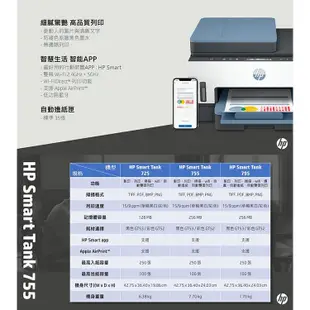 【HP 惠普】Smart Tank 755 連續供墨噴墨印表機