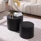 Black Drum Coffee Table round Nesting Coffee Tables Set of 2 Wood Circle Coffee