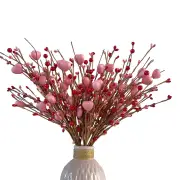 NNETM 8pcs Heart-shaped Pink and Red Berry Stems