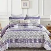 Australian Standard Light Weight Coverlet Set-3 Piece All Seasons Bedding Set with Polyester Filling-Soft Quilt Donna Duvet Set-Includes Bedspread & 2 Pillowcases (Purple, Queen)