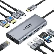 USB C Hub,Laptop Docking Station Dual Monitor Single 8K,2x4K@60Hz,10 in 1 Typ...