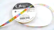 8 Yards Offray Ribbon Numbers 1-5 Pattern Multi-Color 3/16" Wide