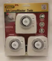 Stanley Lampmaster Twin 2-Outlet 24-Hour Mechanical Timers NEW Sealed 3 Pack