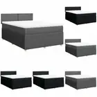 Box Spring Bed with Mattress Bedstead Double Bed Dark Grey Double Fabric vidaXL