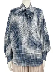 Blue Silk Polkadot Blouse