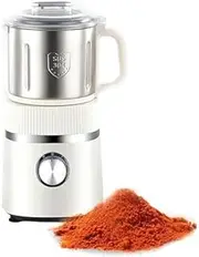 Electric Coffee Grinder, 500W Grain Grinder with 4 Levels Free Adjustment & Removable Lid, 26000R/min Dry/Wet Grinding, 800G Large Capacity Spice Grinder for Coffee Bean, Pepper, Grain, Spice White