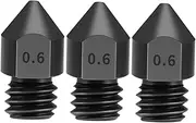 3pcs Hardened Steel Nozzles 0.6mm for 1.75mm Filament for Creality 3/CR-10/CR-10S Pro/TEVO Tarantula Pro/TEVO Flash/phire Pro 3D Printer Hotend Extruder BBZY