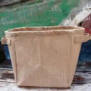 Natural Burlap Storage Utility Laminated Basket 9" x 9" x 7" - Lot 1 or 6 bags