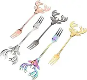 PEPLAYTAL 5pcs Mini Stainless Steel Forks Deer Head for Serving Desserts Salads and Appetizers