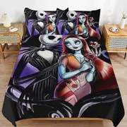 a1390 The Nightmare Before Christmas Duvet Cover Set, 3 Piece Bedding Set 86x70" Double Sided Printing Decorative Comforter Cover Set (1 Duvet Cover +