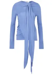 Victoria Beckham Draped Stretch-jersey top - Blue - 6 (UK6 / XS) 6 (UK6 / XS)