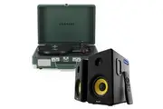 Crosley Cruiser Bluetooth Portable Turntable - Emerald Green + Bundled Majority D40X Bluetooth Speakers