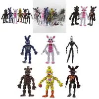 在飛比找蝦皮購物優惠-Fnaf 迷你 6 件五夜玩具熊的動作套裝公仔玩具