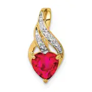 14k White Gold Real Diamond u0026 Created Ruby Heart Pendant