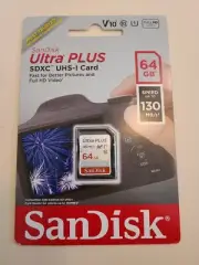 SanDisk 64 GB Memory Card Ultra Plus SDXC UHS-1 Card Speed Up To 130 MB/s