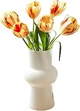 ANJIAOSHOU Glass Vase, Scandinavian Minimalist Glass Vase, Hydroponic Vase, Modern Home Decor, Cylinder Vase (White)