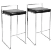 Lumisource Fuji Black Stackable Bar Stool (Set of 2)