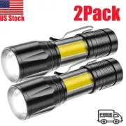 2Pack Rechargeable Flashlight Torch Tactical USB Rechargeable & Battery US