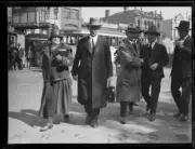 Trade Unionists Jacob Johnson and Tom Walsh walking in the street,- Old Photo