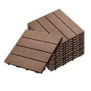 11 pcs Light Chocolate DIY Wooden Composite Decking Tiles Garden Outdoor Backyar