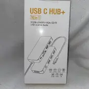 USB C HUB+ 10 in 1 Multiport Adapter, Black 3 USB 2.HDTV VGA SD/TF PD 3.5mm