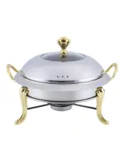 [SOGA] Stainless Steel Gold Accents Round Buffet Chafing Dish Cater Food Warmer Chafer in Silver