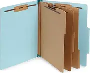 Blue Summit Supplies Light Blue Classification Folders, 3 Dividers, Letter Size with 2 Inch Tyvek Expansions, 8 Section, 10 Pack