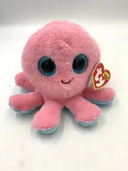 2022 TY Beanie Boos Sheldon the Octopus Plush Kids Toy Animal Pink Blue