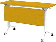Conference Room Table,Folding Conference Table,Flip Top Rolling Mobile Table with Silent Locking Wheels,Modern Portable Seminar Training Meeting Table Business Tables(/Yellow,40cm)