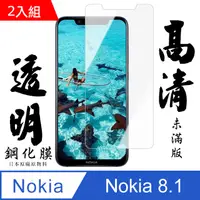 在飛比找PChome24h購物優惠-AGC品牌 Nokia 8.1 高硬度鋼化膜 9D 9H 二