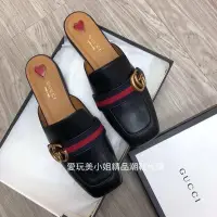 在飛比找Yahoo!奇摩拍賣優惠-Gucci 黑色 愛心❤️ 經典爆款?GG logo拖鞋❤️