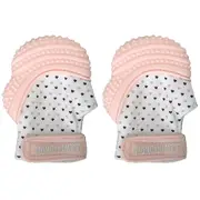 2PK Malarkey Munch Silicone Mitt Mitten Teething Teether Baby/Kids Pastel Pink
