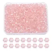1000pcs 3mm Bicone Glass Crystal Beads, Faceted Beads with Box Pink AB