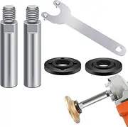 5 Pack Angle Grinder Attachments, 5/8-11 Locknut Grinder Spanner Wrench Flange Nut and 2Pcs 100mm Extension Shaft, Compatible with Makita Black Decker Ryobi Bosch Dewalt