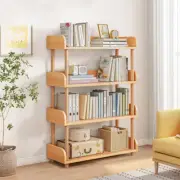 Bookcase Bookshelves, 4-Shelf Tall Bookcase Wood Open Display Floor Bookshelf, O